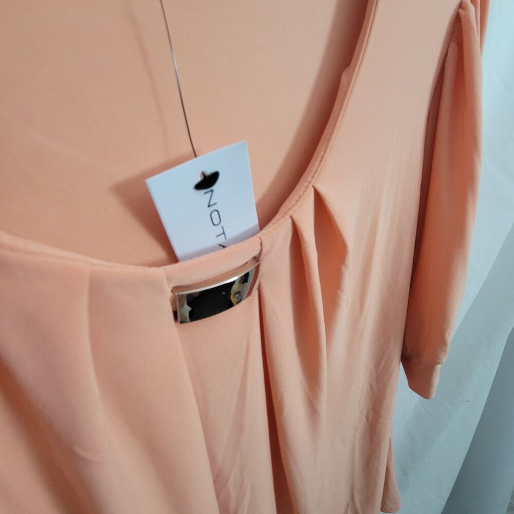 Notations Blouse NEW Peach XL NWT Dressy Feminine Workwear Pleat Metal clip BOHO - Picture 5 of 11